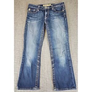 Big Star Rikki Low Rise Womens Cropped Jeans Medium Wash Stretch Size 27